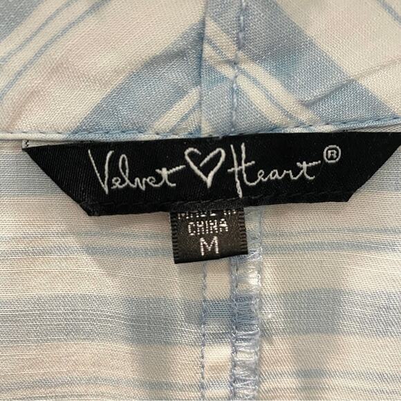 VELVET HEART | Blue White Striped Button Front Tie Blouse Tencel Top | Medium - Picture 4 of 7